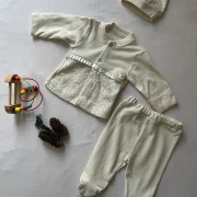 ENSEMBLE FLEURI 3 PIECES NAISSANCE-BAPTEME