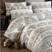 Parure de Lit Double Polycoton BOURGOGNE Housse – Drap – 4 Taies d’oreiller