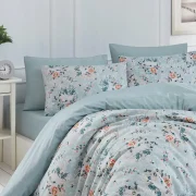 Parure de Lit Double Polycoton ECLAT   Housse – Drap – 4 Taies d’oreiller