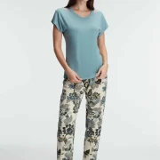 Ensemble Pyjama en Tulle Transparent, Motifs Floraux